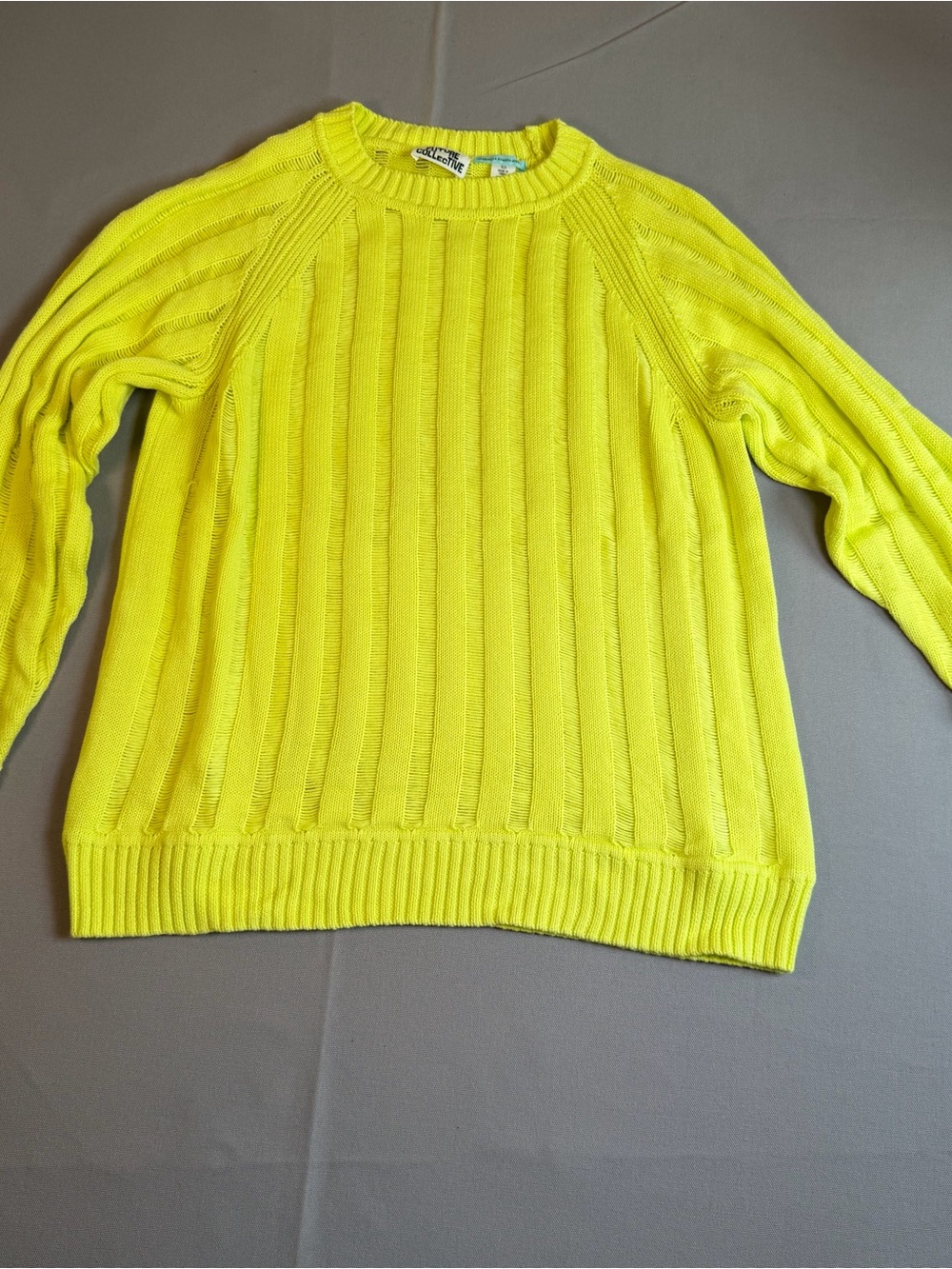 FutureCollective Gabriella Karefa-John szXS Neon Yellow Ribbed DistressedSweater